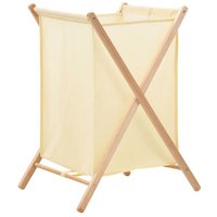 vidaXL Wäschekorb Wäschekorb Zedernholz und Stoff Beige 42x41x64 cm