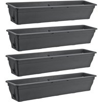BURI Blumenkasten 4x Balkonkasten 100cm Wasserspeicher Pflanzkasten Entwässerung grau