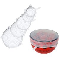 BURI Teedose Silikon Deckel 5er Set transparent Frischhaltedeckel wiederverwendbar  Silikon
