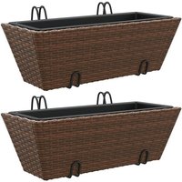 vidaXL Blumentopf Pflanzkübel mit Haken 2 Stk. Braun Poly Rattan  1 St 