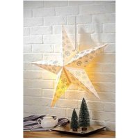 Spetebo LED Stern Papierstern 60 cm   10 LED   zum hängen in weiß  2  LED  warmweiß  LED Papierstern zum hängen mit 10 LED