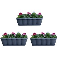BURI Blumenkasten 3er Set 60cm Blumenkasten Pflanzkasten Anthrazit mit Bewässerung