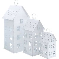 Spetebo Kerzenlaterne Laterne MALMÖ 3er Set zum Hängen   weiß  Set  3 St.  3 teilig 