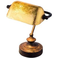 Globo Schreibtischlampe  Leuchtmittel nicht inklusive  Bankerleuchte Tischlampe Tischleuchte gold rost Leselampe H 24 cm