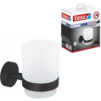tesa Zahnputzbecher MOON Zahnputzbecherhalter ohne Bohren   9 6 cm : 7 cm : 10 9 cm   Packung  1 St   selbstklebender Zahnbürstenhalter   schwarz