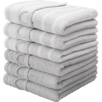 my home Handtücher Finn  Walkfrottee  6 St   im 6 teiligen Set  Uni  und gestreiftes Design aus 100% Baumwolle