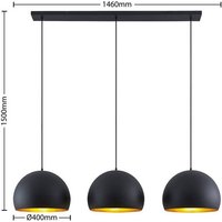 Lindby Hängeleuchte Tarjei  dimmbar  Glühlampen  Modern  Stahl  Schwarz  gold  3 flammig  E27  Deckenlampe