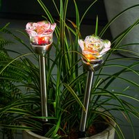 Solarstecker  Kristallrose  mit Farbwechsel  ca. 8x37 cm