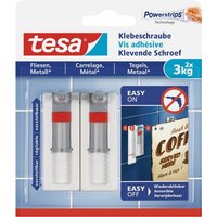 tesa Klebeband Klebeschraube für Fliesen und Metall  3kg  verstellbar VE 2 Stück weiß