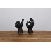 BURI Dekofigur 8x BURI Figuren Hand Weiß Schwarz Keramik Dekoration Haushalt Regal