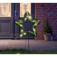 Spetebo LED Dekolicht LED Garten Deko Stern mit Erdspieß   35 cm  An / Aus  LED  warmweiss  Gartenstecker Stern beleuchtet mit 15 warmweißen LED