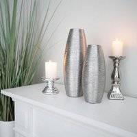 BURI Dekovase 6x Keramik Vasen Silber Dekoration Tisch Blumen Pflanzen Gefäß Strauß