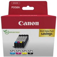 Canon 4 Druckerpatronen Tinte CLI 571 BK / C / M / Y Multi Value Pack Tintenpatrone