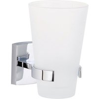 tesa Zahnputzbecher 1x tesa klaam Zahnbürstenhalter   Komplett Set  2 St   chrom weiß 11 cm : 8 cm : 12 4 cm