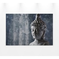 Buddhakopf Leinwandbild Blau Grau