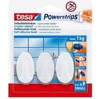 tesa Klebehaken  Dekoration  Bilder  Leinwände  Lichterketten  Girlanden   Set  3 St.  inkl. Klebelösung   Stripes   Haken klein  oval  weiß   kleben statt bohren