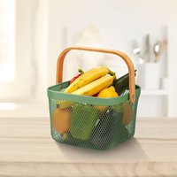 Aufbewahrungskorb mit Bambus-Griff, ca. 24,5x24,5x17,5 cm