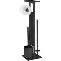 WENKO WC Garnitur Modell Debar  Standgarnitur mit Ablage  Edelstahl  Bodenplatte aus Sicherheitsglas