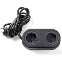 SO TECH  Einbau Tischsteckdose mit Kabel und Stecker Einbau Tischsteckdose  schwarz  oval  Doppelsteckdose