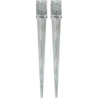 vidaXL H Pfostenanker Erdspieße 2 Stk. Silbern 10 10 91 cm Verzinkter Stahl   2 St 