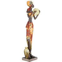 GILDE Afrikafigur Figurenset African Beat Frauen Musik Deko Kunstharz braun orange