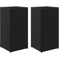 vidaXL Blumentopf Pflanzkübel 2 Stk. Schwarz 30x30x60 cm Poly Rattan  2 St 
