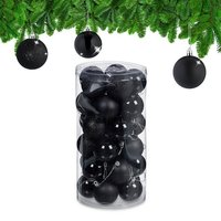 relaxdays Weihnachtsbaumkugel Weihnachtskugeln im 30er Set  30 St   Schwarz