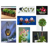 BURI Blumentopf LED Solar Gartendeko Blumenkasten Laterne Solarleuchte Lichterkette