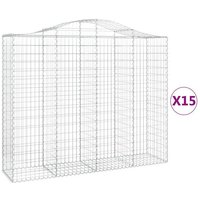 vidaXL Gabionenzaun  Gabionen mit Hochbogen 15Stk. 200x50x160/180cm Verzinktes Eisen
