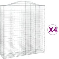 vidaXL Gabionenzaun  Gabionen mit Hochbogen 4 Stk. 200x50x220/240cm Verzinktes Eisen