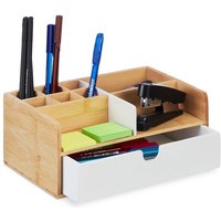 relaxdays Organizer Schreibtisch Organizer in Weiß