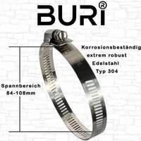 BURI Deckenhalter 15 Schlauchschellen Edelstahl Schlauch Schellen Rohrschellen 84 108mm   15 St 