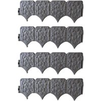 HTI Living Beetumrandung Beetumrandung Nessa Stone 4 teilig Grau  Set  4 Module  Beetbegrenzung Beeteinfassung