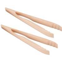 BURI Grillzange 2x Grillzange Buchenholz 36cm Grillbesteck Grillzubehör Küchenzange