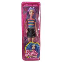 Mattel  Stehpuppe Mattel GRB61 Barbie Fashionistas Puppe mit lila Haar & Regenbogen Shir