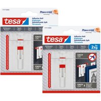 tesa Klebehaken Klebenagel mit max. 2 kg Haltekraft für Bilder   verstellbar  Dekoration  Bilder  Leinwände  Lichterketten  Girlanden   Spar Set  4 St.  inkl. Powerstrips   Klebenagel   POWERSTRIPS Doppelseitig   Tapete & Putz   4er Pack