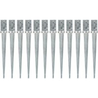 vidaXL Einschlagbodenhülse Erdspieße 12 Stk Silbern 8876 cm Verzinkter Stahl