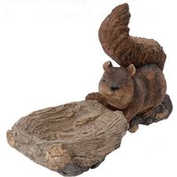 BURI Dekobaum Baumfigur auf Ast Gartendeko Vogelfutterstation Tränke Troll Eichhörnc