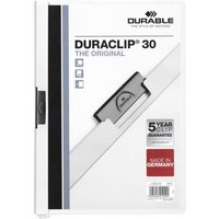 DURABLE Hefter DURABLE  Klemm Mappe 2200 02 DURACLIP  A4 Klemmappe 30 Blatt weiß  Klemme aus Spezialstahl schwarz