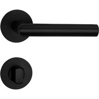 SO TECH  Drückergarnitur THORE Edelstahl  Flachrosetten  magnetische Cliptechnik  Bad / WC Türen Türgarnitur schwarz galvanisiert