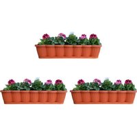BURI Blumenkasten 3er Set 80cm Blumenkasten Pflanzkasten Terracotta mit Bewässerung