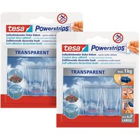 tesa Klebehaken Powerstrips Bilderhaken  Dekoration  Bilder  Leinwände  Lichterketten  Girlanden   Packung  4 St.  Haken  Powerstrip   Stripes transparent   Dekohaken   je max. 1 kg