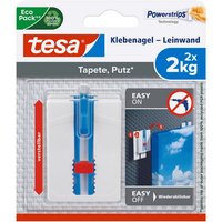 tesa Klebehaken Klebehaken mit max. 2 kg Haltekraft für Bilder   verstellbar  Dekoration  Bilder  Leinwände   Spar Set  2 St.  inkl. Powerstrips   Klebenagel   POWERSTRIPS Doppelseitig   für Leinwände   2er Pack