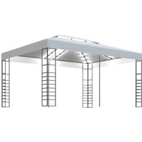 vidaXL Partyzelt Pavillon mit LED Lichterkette 4x3x2 7 m Weiß