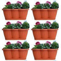 BURI Blumenkasten 6er Set 40cm Blumenkasten Pflanzkasten Terracotta mit Bewässerung