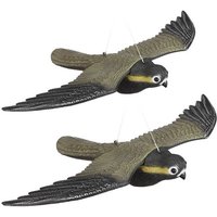 relaxdays Gartenfigur 2 x Raubvogel Attrappe Falke