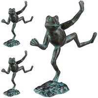 relaxdays Gartenfigur 3 x Gartenfigur Frosch