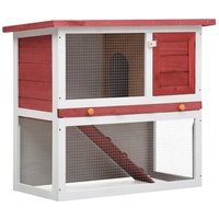 vidaXL Kleintierkäfig Kaninchenstall 1 Tür Rot Holz
