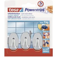 tesa Klebehaken tesa POWERSTRIPS  Klebehaken Small Oval Chrom Inhalt: 3 St.   POWERSTRIPS 
