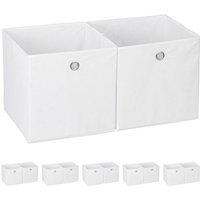 relaxdays Aufbewahrungsbox 12 x Aufbewahrungsbox Stoff weiß